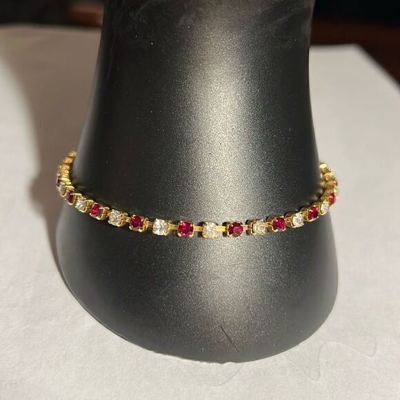 Jewelry - Ladies 8” faux Ruby/Diamond tennis bracelet.